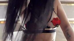 Latina teen 18+ shows off her big ass in thong on webcam