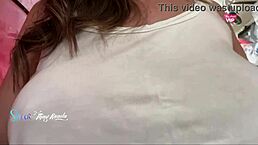 I am a hot wife flashing my big tits to the salesman while shopping