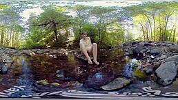 Redhead milf Carmen December masturbates outdoors with dildo