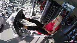 German teen 18+ gets slammed after McFit workout with skinny blonde body