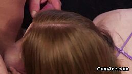 Centerfold Receives Facial in Blowbang