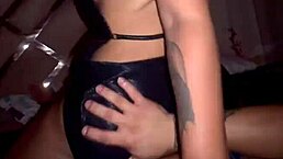 Asian teen squirts cum on big tits during outdoor POV fuck