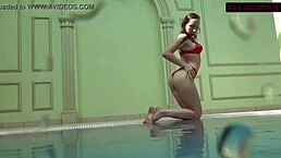 Enjoy Lina Mercury and Mia Ferrari swim naked outdoors