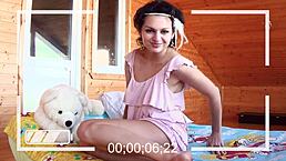 hippie babe gets naughty playing with her teddy