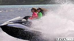 Watch blondes and brunettes in Vixen menage a trois with face sitting and licking?