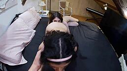 pov threesome fuck and creampie with skinny fuck doll