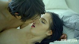 Tall bombshell seduces young stud for steamy anal play.