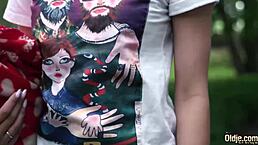 super hot teen bangs grandpa hard and swallows his thick cumshot.