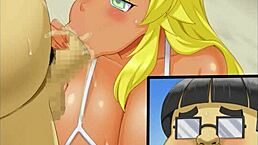 Hentai Weeb Gets Lucky Fucking Curvy Blond Milf With Monster Cock In Cartoon Style