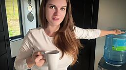 huge stepmother's boner caught by stepson in office