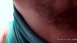 This Spanish redhead amateur is flashing her boobs in public for voyeur fun.