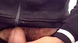 Feeling the rush in gym bathroom with guys in sheer clothes.