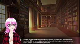 Lin the ice dragon encounters a mirror in this anime scene.