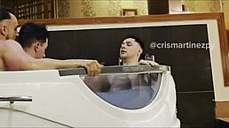 In this NARRATIVE, a MUSCULAR twink and bodybuilder form a VERSATILE gay TRIO on the desk