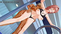 Tsukishiro yanagi performs motion with damage voice in anime style.