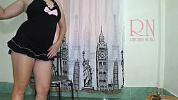 regina noir, posing for double pussy show with masturbation and tits