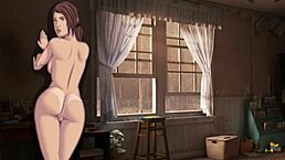 in this 3d anime, the sexy lesbian gets a huge cumshot in her outfit