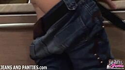 Skinny jeans cling tight to my teen body perfectly.