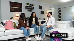 Perv Stepbro Corrupts Teen Stepsisters Violet Gems and Bianca Bangs in Wild Group Action