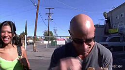 muscled stud opens ebony babes pussy for jizz dessert