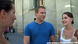 czech couples, uh, young pair grabs cash for a crazy public foursome, ya know
