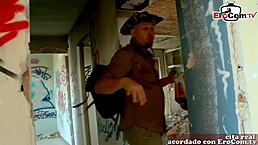 Petite Spanish skinny Latina teen strips outdoors. Can she handle the heat?