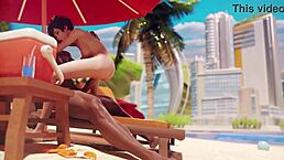 Tracer's wild ride with big black cock in 3D hentai action.