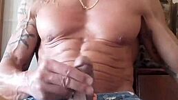 Damn, jerking my big cock for epic cumshot!