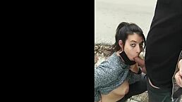 Hot street blowjob, so risky in public! 😳