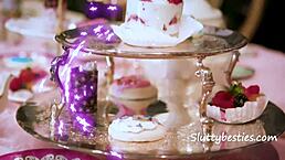 alice bangs the queen of hearts, mad hatter, and white rabbit in crazy foursome fantasy