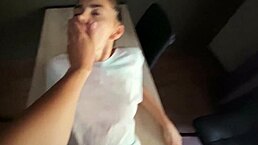 Truth or dare with friend turns into hot desk sex with pussy creampie finish.