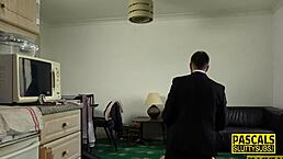 skinny bound submissive in bondage scene