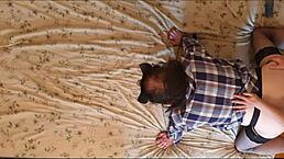 Anastasia Mistress Pegs Sissy Guys with Strap-On in Russian Domina Action