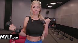 personal trainer stretches bridgette b's cock-swallowing pussy in gym 😈