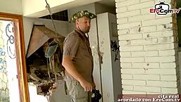 Petite Spanish skinny Latina teen strips outdoors. Can she handle the heat?