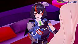 zhu yuan and nekomiya mana in wild 3d hentai sex!