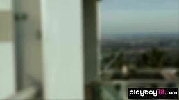 classy britt linn with short hair strips for naked swim outdoors 😍