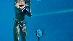 Mary Kalisy Touches Herself Underwater In The Pool, Blonde And Hairy