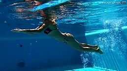 Mary Kalisy Touches Herself Underwater In The Pool, Blonde And Hairy