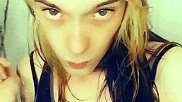 Miniskirt tranny loves showing her cock