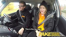 Fake Driving School Craves Her Big Natural Teen Tits POV.