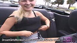 Hot Blonde Flashes Topless in Convertible Ride