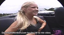 Hot Blonde Flashes Topless in Convertible Ride