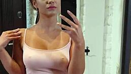 Mia Piper Strips and Undresses in Front of Mirror