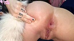 Pregnant Beauty Stretches Pink Ass With Black Dildo For Husband!