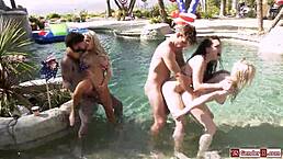Ts Jade Venus leads 3 tgirls in pool orgy! 🏊‍♀️