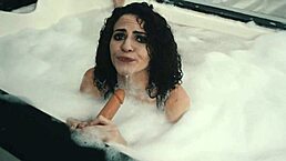 hey, watch this petite latina stuff a dildo deep till she cums in motel hot tub?