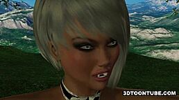 bi 3d babes share cock outdoors! 🔥