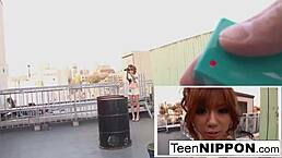 Cute Japanese girl got vibrator in shorts, oops didn’t mean to tease!