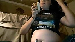 the brunette stuffs her belly with burritos